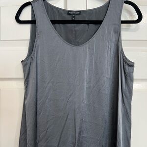 Eileen Fisher Womens Sleeveless V-Neck Gray Silk Blouse Size Medium Like New